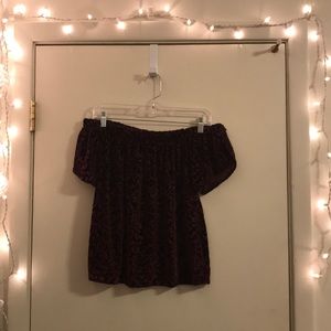 Off-the-Shoulder Short-sleeve Velvet Top